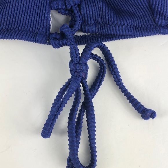 Cupshe Lace Up Bikini Swim Top Blue Small - Picture 3 of 7